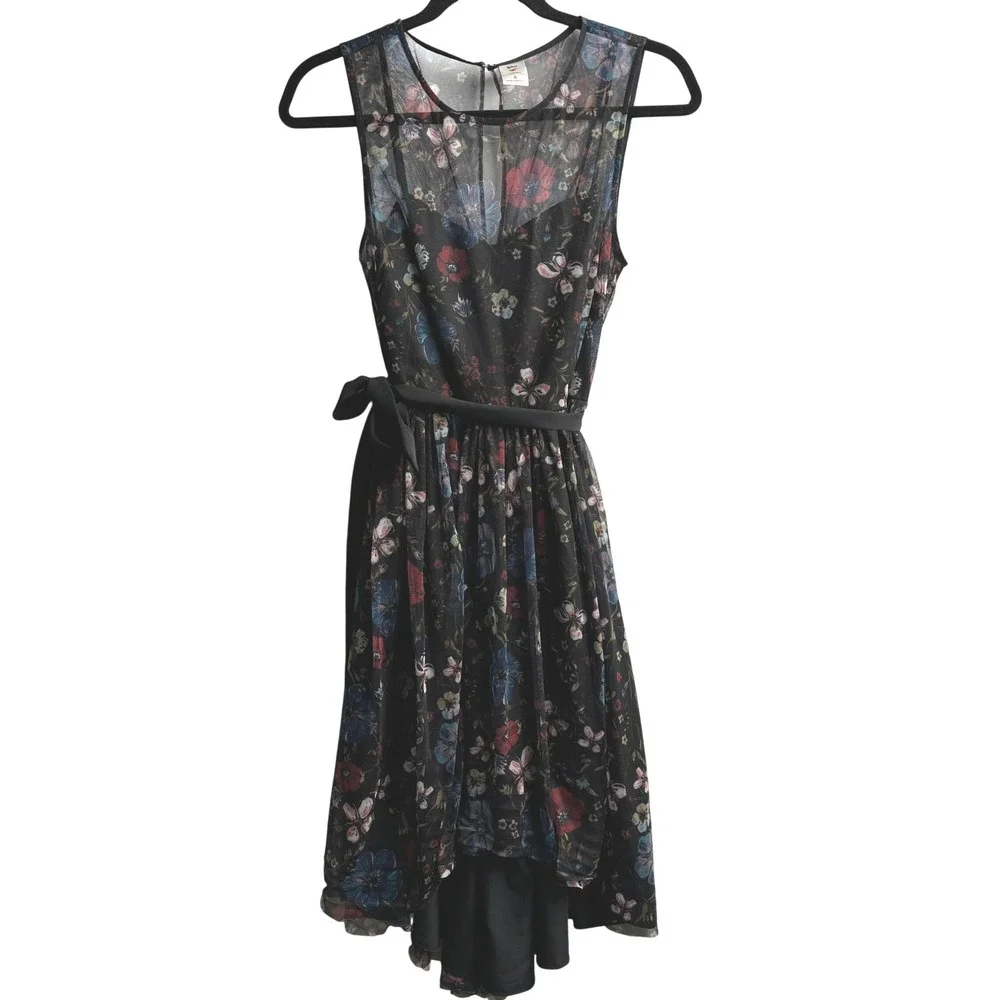 Disney LC Lauren Conrad Snow White Floral Mesh High Low Dress Black 8 Whimsigoth
